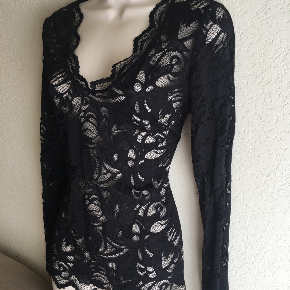 H&M Long Sleeve Black Lace Top